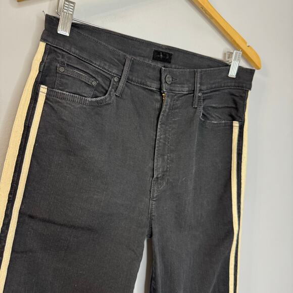 MOTHER Denim Insider Crop Step Fray Black Guilty Racer Jeans High Rise Sz 32 - Picture 6 of 16